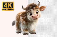 Baby Highland Cow Transparent PNG Product Image 1