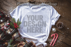 Christmas White T-shirt mockup - Christmas Background Product Image 1
