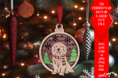 3D Dog Christmas Tree Baubles laser SVG V4 Laser Cut Files Product Image 1