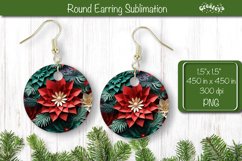 3D Christmas Round Earring Sublimation Christmas 3D Flower Product Image 1