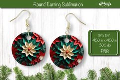 3D Christmas Round Earring Sublimation Christmas 3D Flower Product Image 1