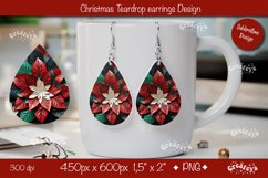 Christmas 3D teardrop earrings sublimation 3D flower Product Image 1