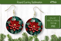 3D Christmas Round Earring Sublimation Christmas 3D Flower Product Image 1