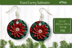 3D Christmas Round Earring Sublimation Christmas 3D Flower Product Image 1