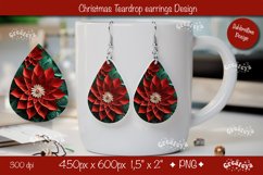 Christmas 3D teardrop earrings sublimation 3D flower Product Image 1