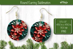 3D Christmas Round Earring Sublimation Christmas 3D Flower Product Image 1