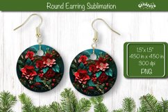 3D Christmas Round Earring Sublimation Christmas 3D Flower Product Image 1