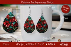 Christmas 3D teardrop earrings sublimation 3D flower Product Image 1