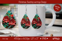 Christmas 3D teardrop earrings sublimation 3D flower Product Image 1