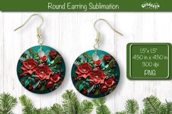 3D Christmas Round Earring Sublimation Christmas 3D Flower Product Image 1