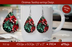 Christmas 3D teardrop earrings sublimation 3D flower Product Image 1