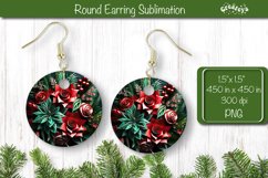 3D Christmas Round Earring Sublimation Christmas 3D Flower Product Image 1