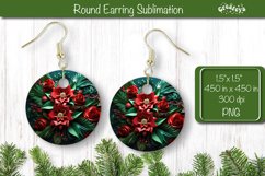 3D Christmas Round Earring Sublimation Christmas 3D Flower Product Image 1