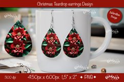Christmas 3D teardrop earrings sublimation 3D flower Product Image 1