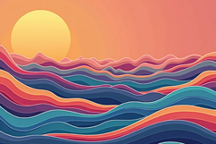 Sunset Colorful Waves Background Product Image 1