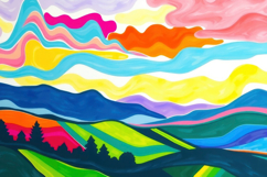 Colorful Mountain Landscape Painting Background Product Image 1