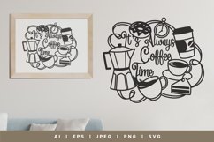 It's Always Coffee Time in Coffee Element Wreath Papercut Product Image 1