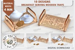Breakfast Serving Trays Laser Cut Bundle. Wooden Trays SVG Product Image 1