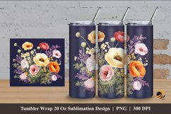 Blooming Flower Tumbler Wrap Sublimation Design 4 Product Image 1