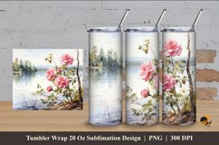 Lake Flower Tumbler Wrap Sublimation Design 4 Product Image 1