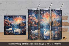 Romantic Swans Tumbler Wrap Sublimation Design 4 Product Image 1