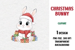 Christmas Bunny, Cute Clipart Product Image 1