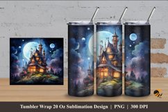 House At Night Tumbler Wrap Sublimation Design 4 Product Image 1