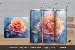 Rose Blooms Tumbler Wrap Sublimation Design 4 Product Image 1