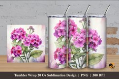 Verbena Flower Tumbler Wrap Sublimation Design 4 Product Image 1
