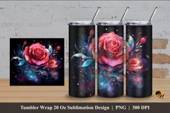 Nebula Rose Tumbler Wrap Sublimation Design 4 Product Image 1
