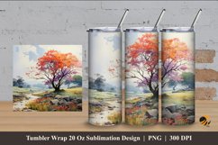 Painting Meadow Tumbler Wrap Sublimation Design 4 Product Image 1