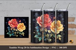 Starry Rose Tumbler Wrap Sublimation Design 4 Product Image 1