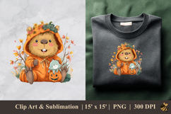 Capybara And Pumpkin Fall DTF Sublimation Clipart Design 4 Product Image 1