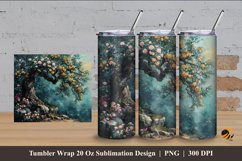 Beauty Garden Tree Tumbler Wrap Sublimation Design 4 Product Image 1