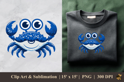Cute Blue Crab DTF Sublimation Clipart Design 4 Product Image 1