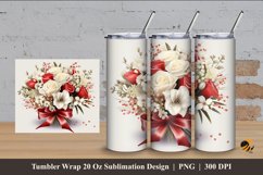 Ribbon Floral Bouquet Tumbler Wrap Sublimation Design 4 Product Image 1