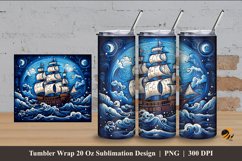 Pirate Ship Tumbler Wrap Sublimation Design 4 Product Image 1
