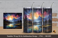 Night Rainbow Tumbler Wrap Sublimation Design 4 Product Image 1