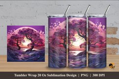 Purple Tree Tumbler Wrap Sublimation Design 4 Product Image 1