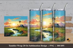 Rice Field Tumbler Wrap Sublimation Design 4 Product Image 1