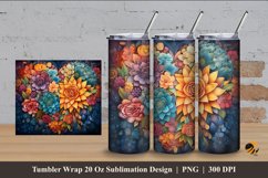 Rainbow Flower Tumbler Wrap Sublimation Design 4 Product Image 1