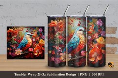 Bird Flower Tumbler Wrap Sublimation Design 4 Product Image 1