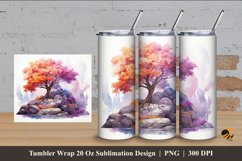 Tree Art Tumbler Wrap Sublimation Design 4 Product Image 1