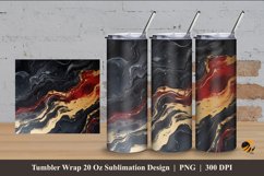 Black Red Marble Tumbler Wrap Sublimation Design 4 Product Image 1