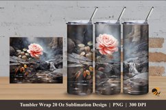 Rose Waterfall Tumbler Wrap Sublimation Design 4 Product Image 1