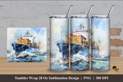 Cargo Ship Tumbler Wrap Sublimation Design 4 Product Image 1