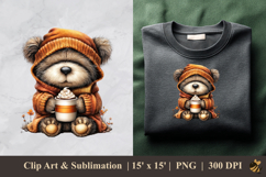 Cute Bear And Mug DTF Sublimation Clipart Design 4 Product Image 1