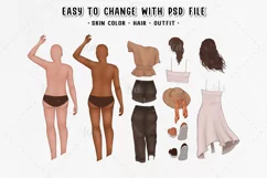 Family clipart with separated skin, Family illustration PNG Product Image 1