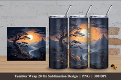 Moon Night Tumbler Wrap Sublimation Design 4 Product Image 1