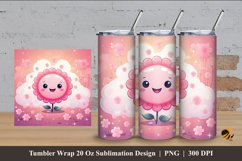 Happy Flower Tumbler Wrap Sublimation Design 4 Product Image 1